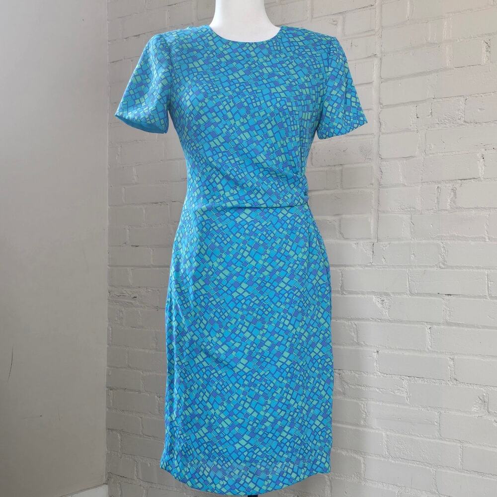 Vintage 90s David Warren New York Sheath Dress┃Bold Colorful Abstract Mod Print
